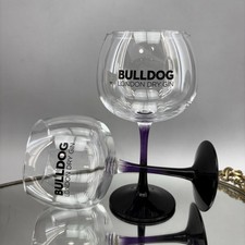 Bulldog London Dry Gin Balloon Pair Of Wine Glasses Purple Amethyst Cocktail  picture