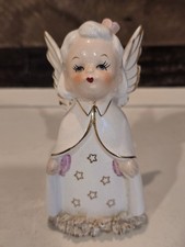 Vintage 1950s Japan Artart Ceramic Angel Figurine Spaghetti Trim Arms Outstretch picture