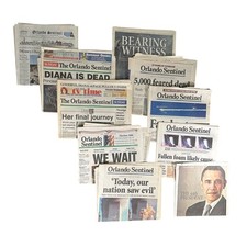 VTG Lot of 10 Various THE ORLANDO SENTINEL Newspapers Diana Sept 11 Pres Obama picture