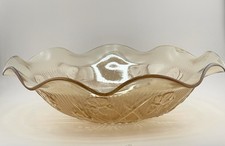 VTG. Jeannette Iris and Herringbone Marigold Large Glass Ruffled Serving Bowl picture