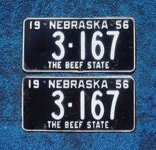 1956 NEBRASKA License Plate Plates PAIR / SET picture