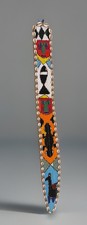 Traditional Nigerian Yoruba Hand Beaded sash Art Piece. 37”L X 4” picture