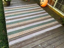 Amazing Antique Early 1800s Quilt TOP 99'' x 93 unusual materials Bars Stripes picture