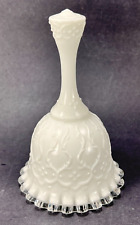 Vintage Fenton Art Crystal Edge Spanish Lace 3567 Bell White Milk Glass 1980s picture