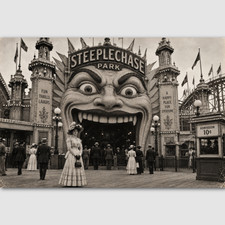 Steeplechase Park Creepy Amusement Park Ride Vintage Photo Print Odd Carnival picture
