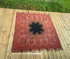 Vintage Antique Hand Woven Kashmir Paisley Shawl 70''  x 70'' Throw HAS TEAR picture