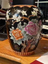Early 20th Century Japanese Famille Noire Porcelain Ovoid Ginger Jar picture