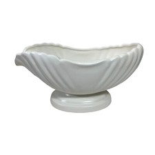Vintage Ceramic Shell Planter Ivory White Made in Japan 4x10 Decorative Bowl picture