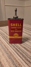 VINTAGE 1940's SHELL LIGHTER FLUID & SPOT REMOVER HANDY 4oz OILER TIN picture
