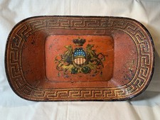 Antique Tole Painted Tin Bread Tray - Early Folk Art - Patriotic Design picture