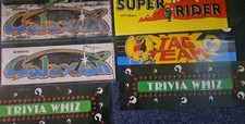 6 Vintage Arcade Game Marquees Galaxar, X2, Trivia Whiz X2,Tag Team, super Rider picture