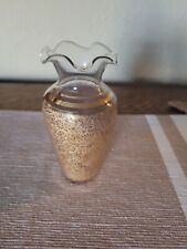 Vintage Ransgil Crystal Gold Floral Design Glass Vase picture