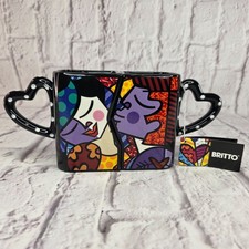 Romero Britto Kissing Couple Double Interlocking Mug Set Gift Bright Modern Art picture