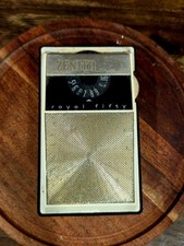 Vintage Zenith Royal 50 AM Transistor Pocket Radio WORKS / Damaged Leather Case  picture