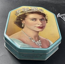 Vtg Queen Elizabeth II-1953 Coronation Tin George W. Horner & Co Ltd-ROBIN BLUE picture