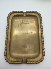 Vintage  solid brass ashtray /Tray  Catch All Bamboo Border 7.5” X 5.25 picture
