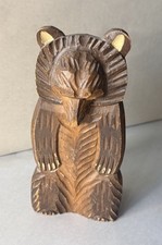 Vintage Made in Germany Carved Wood Bear Pocket Match Holder picture