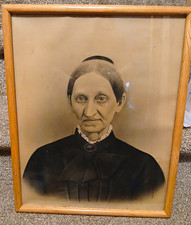 Framed Vintage Black & White Portrait Drawing of Woman, Portrait Orientation picture