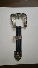 Chet Vogt Silversmiths Signature Series Sterling Silver, 10k & Ruby Buckle Set picture