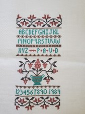 Vintage Handstitched Cross-Stitched Sampler 1989 Unframed Unmounted picture