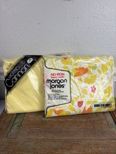 Vtg Morgan Jones Full Flat & Canon Fitted Sheet Set Yellow Floral Butterflies picture