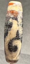 Tibetan Rare Old Agate Money Hook DZI Bead, Nice Weathering Talisman, Charm ✨🔥 picture