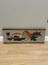 Vintage MCM Gravel Pebble Mosaic Wall Art Pineapple Wine Kitchen Decor picture