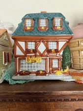 TUDOR BAKERY HOUSE~CERAMIC COOKIE JAR BY SHERWOOD BRANDS INC. 1999 HANDPAINTED picture