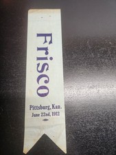 Frisco Railroad Pittsburg Kansas Souvenir Ribbon 1912 Vintage Ephemera picture