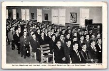 Camp Grant IL~Recruit Reception Center Lecture~Juke Box ? Radio~WWII 1940s B&W picture