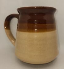 Vintage Taiwan Cream And Brown Glaze Pottery Mug 12oz Coffee Cup Mug picture