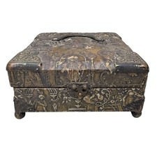 Antique Victorian Embossed Metal Storage Jewelry Box Mythological Hinged 5.5