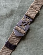 ONE Used Late WWII OD7 ChinStrap set w/Spring Steel Clasp for US GI M1 Helmet picture