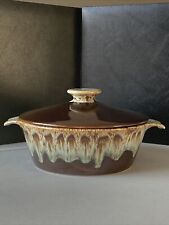 Vintage Casserole Dish Covered Baking Pottery Drip Glaze Ceramic picture