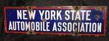 Early 1920s NEW YORK STATE AUTOMOBILE ASSOCIATION Double Sided Porcelain Sign picture