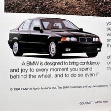 1994 BMW 3 Series E36 Black Sedan All Weather Vintage 2 Page Print Ad Advert Art picture