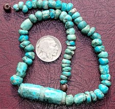 Olmec Pre-columbian Mesoamerican Turquoise  Beaded Necklace Indian Artifact picture