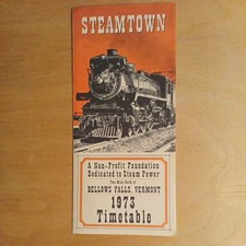 VTG 1973 STEAMTOWN  Bellows Falls VERMONT train railroad timetable Brochure picture