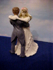 Enesco Wedding Cake Topper Dancing Bride & Groom Figurine 1989 picture