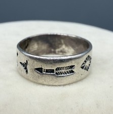 Vintage Bell Trading Post Sterling Silver Harvey Era Stamped Ring Band Size 5 picture