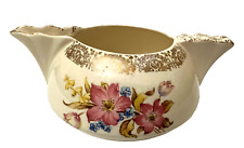 Vintage French Saxon China Company Creamer - Cream with Pink  Floral Gold Trim picture
