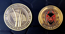 2 BRASS 3D CHALLENGE COINS USAF AIR FORCE MEMORIAL + FIGHTIN 5-0 50th RED DEVILS picture