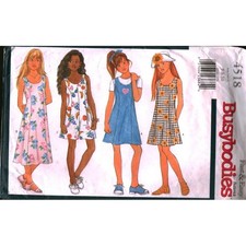 Butterick 4518 Busy Bodies Girls Dress Jumpsuit Hat Sewing Pattern Size 7 CUT picture
