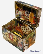Vintage Solid Wood Recipe Box Decoupaged With Hinged Lid Empty Food Kitchen Mom picture