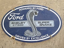 VINTAGE FORD SHELBY COBRA PORCELAIN SIGN GAS STATION PUMP PLATE OIL. 15