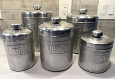 Vintage Heller Hostess Ware Aluminum Canister Set 5 Piece with Grease Jar Italy picture