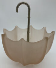 Vtg. Pink Frosted Glass Umbrella Deep Trinket Dish picture