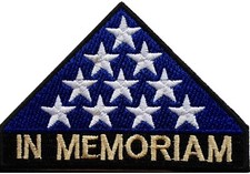 NEW IN MEMORIAM FOLDED FLAG PATCH iron-on Embroidered US Army VETERAN 3.5