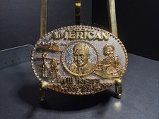 Will Rogers Actor Western Cowboy Award Design Gold Silver Plated Belt Buckle picture