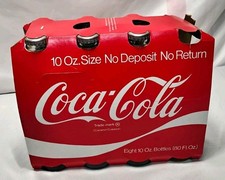 VINTAGE EARLY 1970Ss 8 PACK PAPERBOARD 10 Oz COCA COLA BOTTLES BOTTLES 6 FILLED picture